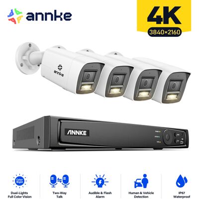 Annke - 4k Kits De Videovigilancia Exterior 8ch Nvr 4×cámara Smart Doble Luz Audio Bidireccional,visión Nocturna,detección Movimiento Kit De Cámara Vigilancia Cable Annke - 4k Kits De Videovigilancia Exterior 8ch Nvr 4×cámara Smart Doble Luz Audio Bidireccional,visión Nocturna,detección Movimiento Kit De Cámara Vigilancia Cable
