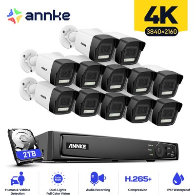 8mp Poe Kit De Cámara De Seguridad Exterior 12 Cámaras Alarma Correo Electrónico Acceso Remoto,2tb Hdd - Annke 8mp Poe Kit De Cámara De Seguridad Exterior 12 Cámaras Alarma Correo Electrónico Acceso Remoto,2tb Hdd - Annke
