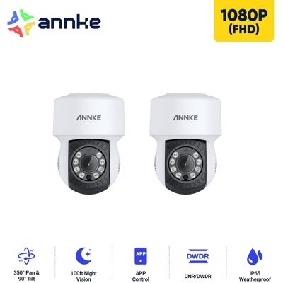 2mp Cámara De Vigilancia Ahd Domo Pt Con Cable, Visión Nocturna, Giro De 350° E Inclinación De 90°, Seguridad Para Exteriores, Ip65 - Annke 2mp Cámara De Vigilancia Ahd Domo Pt Con Cable, Visión Nocturna, Giro De 350° E Inclinación De 90°, Seguridad Para Exteriores, Ip65 - Annke
