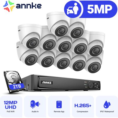 5mp Sistema De Cámaras Seguridad Vídeo 16ch Nvr 12 Cámaras Smart Micrófono Visión Nocturna Kit De Videovigilancia Exterior Cámara 2tb - Annke 5mp Sistema De Cámaras Seguridad Vídeo 16ch Nvr 12 Cámaras Smart Micrófono Visión Nocturna Kit De Videovigilancia Exterior Cámara 2tb - Annke