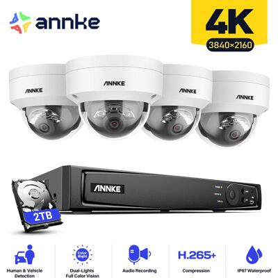Annke - Kit De Videovigilancia Nvr 8 Canales Cámaras 4×8mp Luz Dual Inteligente Alertas Movimiento Acceso Remoto Ip67 Sistema Vigilancia Cámaras Seguridad - 2tb Hdd Annke - Kit De Videovigilancia Nvr 8 Canales Cámaras 4×8mp Luz Dual Inteligente Alertas Movimiento Acceso Remoto Ip67 Sistema Vigilancia Cámaras Seguridad - 2tb Hdd