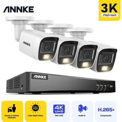 Annke - Kit De Cámara Vigilancia Cable, 4k Dvr Y 4 Cámaras 5mp, Visión Nocturna Color, Micrófono Incorporado, Acceso Remoto, 0tb Annke - Kit De Cámara Vigilancia Cable, 4k Dvr Y 4 Cámaras 5mp, Visión Nocturna Color, Micrófono Incorporado, Acceso Remoto, 0tb