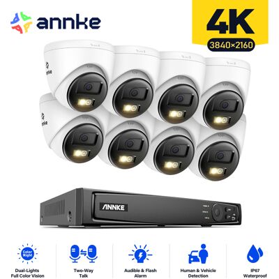 4k Kits De Videovigilancia Exterior 8ch Nvr 8×cámaras Smart Doble Luz Visión Nocturna,audio Bidireccional,alarma Email Acceso Remoto Cable Kit De Cámara Vigilancia - Annke 4k Kits De Videovigilancia Exterior 8ch Nvr 8×cámaras Smart Doble Luz Visión Nocturna,audio Bidireccional,alarma Email Acceso Remoto Cable Kit De Cámara Vigilancia - Annke