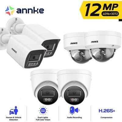 12mp Cámara De Seguridad Exterior Acceso Remoto Visión Nocturna A Color Detección De Movimiento,6pcs - Annke 12mp Cámara De Seguridad Exterior Acceso Remoto Visión Nocturna A Color Detección De Movimiento,6pcs - Annke