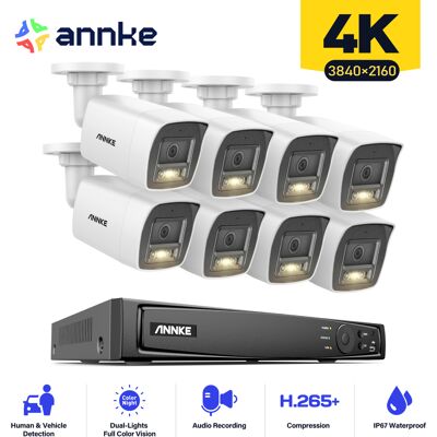 8mp Poe Kit De Cámara De Seguridad Exterior 8 Cámaras Alarma Correo Electrónico Acceso Remoto - Annke 8mp Poe Kit De Cámara De Seguridad Exterior 8 Cámaras Alarma Correo Electrónico Acceso Remoto - Annke
