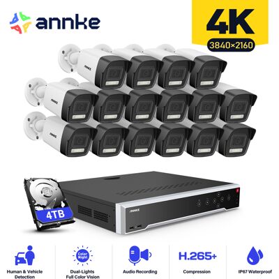 Cámara De Seguridad Exterior,32ch Nvr 16× Cámara Poe Detección Movimiento Visión Nocturna Kit De Videovigilancia,4tb Hdd - Annke Cámara De Seguridad Exterior,32ch Nvr 16× Cámara Poe Detección Movimiento Visión Nocturna Kit De Videovigilancia,4tb Hdd - Annke