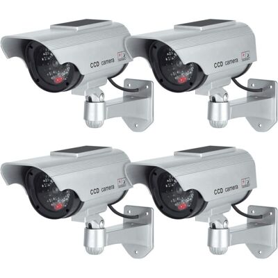 OEM (paquete De 4, Plateado) Cámaras Falsas Con Panel Solar, Cámara De Seguridad Cctv Simulada Con Luz Led Para Uso Interior Y Exterior OEM (paquete De 4, Plateado) Cámaras Falsas Con Panel Solar, Cámara De Seguridad Cctv Simulada Con Luz Led Para Uso Interior Y Exterior