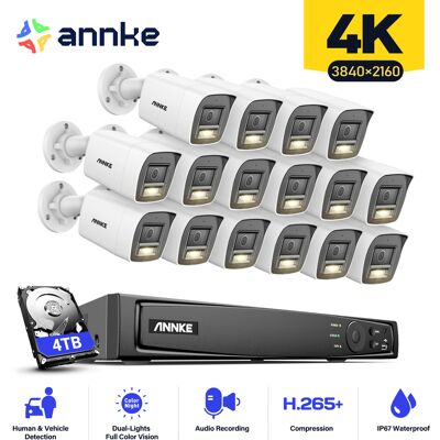 8mp Poe Kit De Cámara De Seguridad Exterior 16 Cámaras Alarma Correo Electrónico Acceso Remoto,4tb Hdd - Annke 8mp Poe Kit De Cámara De Seguridad Exterior 16 Cámaras Alarma Correo Electrónico Acceso Remoto,4tb Hdd - Annke