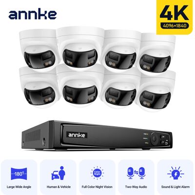 Annke Sistema De Videovigilancia 4k Poe, 8 Cámaras Exteriores De Doble Lente De 8 Mp Con Giro De 180° Y Visión Nocturna A Color, 8 Canales, Nvr H.265+ De 12 Mp, Reconocimiento De Personas/vehículos, A Annke Sistema De Videovigilancia 4k Poe, 8 Cámaras Exteriores De Doble Lente De 8 Mp Con Giro De 180° Y Visión Nocturna A Color, 8 Canales, Nvr H.265+ De 12 Mp, Reconocimiento De Personas/vehículos, A