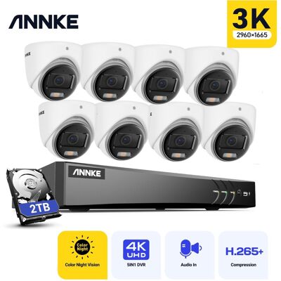 5mp Kit De Cámara De Videovigilancia Torreta Exterior Cable, 8ch Dvr Et 8 Cámaras 5mp, Visión Nocturna Color, Acceso Remoto, 2tb - Annke 5mp Kit De Cámara De Videovigilancia Torreta Exterior Cable, 8ch Dvr Et 8 Cámaras 5mp, Visión Nocturna Color, Acceso Remoto, 2tb - Annke