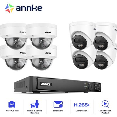 Annke - 12mp Kits De Videovigilancia Cable,16ch Nvr Con 8x12mp Cámara Poe Color Visión Nocturna Acceso Remoto 4 Dôme+4 Tower Annke - 12mp Kits De Videovigilancia Cable,16ch Nvr Con 8x12mp Cámara Poe Color Visión Nocturna Acceso Remoto 4 Dôme+4 Tower