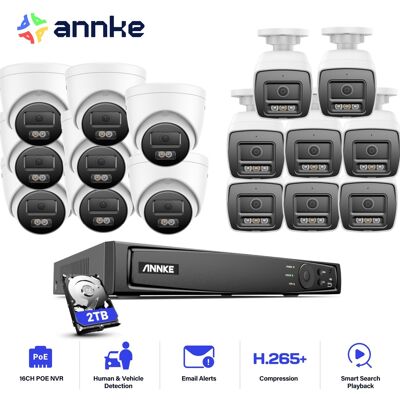 12mp Kits De Videovigilancia Poe Cable,16ch Nvr Con 16x12mp Cámara Detección Movimiento Color Visión Nocturna Grabación 24/7,8 Tower+8 Balle Cámara,2tb Hdd - Annke 12mp Kits De Videovigilancia Poe Cable,16ch Nvr Con 16x12mp Cámara Detección Movimiento Color Visión Nocturna Grabación 24/7,8 Tower+8 Balle Cámara,2tb Hdd - Annke