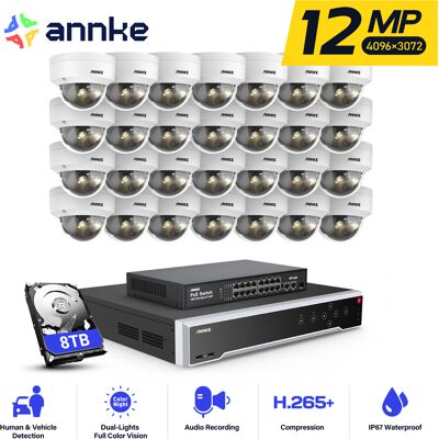Annke - 12mp Kit De Cámara Seguridad Cable,32ch Nvr 28 Cámara Poe Visión Nocturna Detección Movimiento Kit De Videovigilancia App/pc Remoto,8tb Hdd Annke - 12mp Kit De Cámara Seguridad Cable,32ch Nvr 28 Cámara Poe Visión Nocturna Detección Movimiento Kit De Videovigilancia App/pc Remoto,8tb Hdd