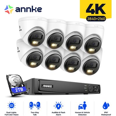 4k Kits De Videovigilancia Exterior 8ch Nvr 8×cámaras Smart Doble Luz Visión Nocturna,audio Bidireccional,alarma Email Acceso Remoto Cable Kit De Cámara Vigilancia 2tb - Annke 4k Kits De Videovigilancia Exterior 8ch Nvr 8×cámaras Smart Doble Luz Visión Nocturna,audio Bidireccional,alarma Email Acceso Remoto Cable Kit De Cámara Vigilancia 2tb - Annke