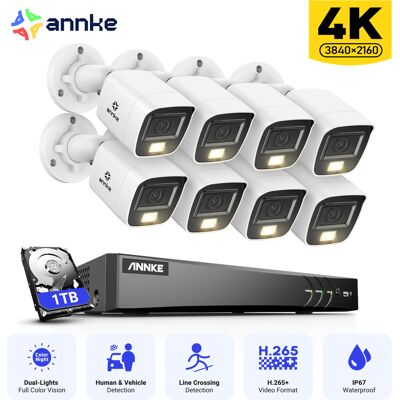 4k Kits De Videovigilancia Torreta Exterior Cable,8ch Dvr 8 Cámaras,visión Nocturna Color E Ir, Ip67, Sistema De Seguridad De Acceso Remoto,1tb - Annke 4k Kits De Videovigilancia Torreta Exterior Cable,8ch Dvr 8 Cámaras,visión Nocturna Color E Ir, Ip67, Sistema De Seguridad De Acceso Remoto,1tb - Annke