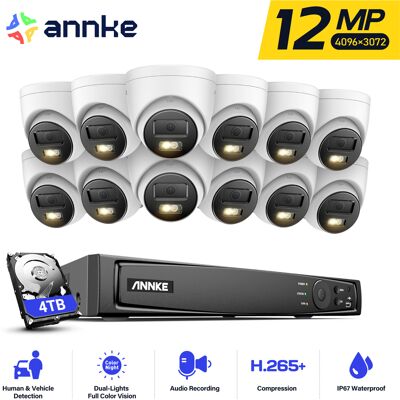 12mp Kit De Videovigilancia Para Exteriores ,12 Cámaras Poe Exteriores De 12mp Audio, Detección De Personas/vehículos Nvr De 16 Canales, Visión Nocturna En Color 4tb - Annke 12mp Kit De Videovigilancia Para Exteriores ,12 Cámaras Poe Exteriores De 12mp Audio, Detección De Personas/vehículos Nvr De 16 Canales, Visión Nocturna En Color 4tb - Annke