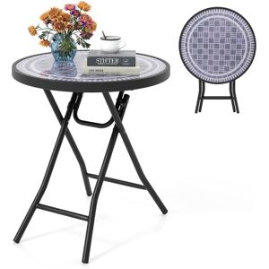 Costway Mesa Auxiliar Plegable 46 X 48 Cm, Mesa Jardin Exterior Redonda, Superficie De Vidrio Templado Y Estructura Metálica, Mesa Baja Exterior Balcon Jardin (gris) Costway Mesa Auxiliar Plegable 46 X 48 Cm, Mesa Jardin Exterior Redonda, Superficie De Vidrio Templado Y Estructura Metálica, Mesa Baja Exterior Balcon Jardin (gris)