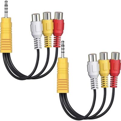 OEM Lote De 2 Cables Av De 3,5 Mm A Rca, Componente De 15 Cm A Distribuidor De Audio/vídeo De 3,5 Mm OEM Lote De 2 Cables Av De 3,5 Mm A Rca, Componente De 15 Cm A Distribuidor De Audio/vídeo De 3,5 Mm