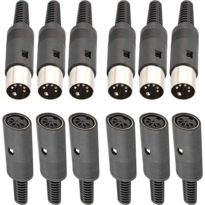 OEM Paquete De 12 Conectores Din De 5 Pines Macho Y Hembra Para Soldar En Paneles De Montaje De Audio Av - Conector De Cable De Altavoz (negro) OEM Paquete De 12 Conectores Din De 5 Pines Macho Y Hembra Para Soldar En Paneles De Montaje De Audio Av - Conector De Cable De Altavoz (negro)