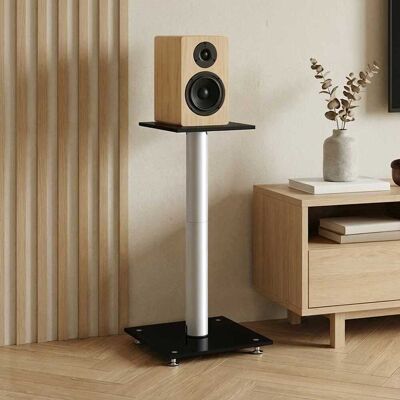 Vidaxl Soportes De Altavoces 2 Uds Vidrio Templado Plata Negro 1 Pilar Vidaxl Soportes De Altavoces 2 Uds Vidrio Templado Plata Negro 1 Pilar