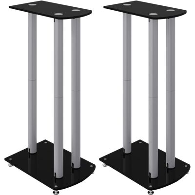 Vidaxl - Soportes Altavoces 2 Uds Vidrio Templado Plata Negro 3 Pilares Vidaxl - Soportes Altavoces 2 Uds Vidrio Templado Plata Negro 3 Pilares