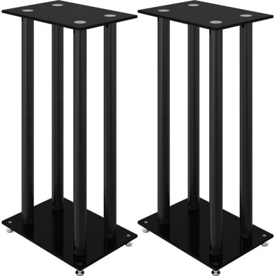 Vidaxl - Soportes De Altavoces 2 Uds Vidrio Templado Negro 4 Pilares Vidaxl - Soportes De Altavoces 2 Uds Vidrio Templado Negro 4 Pilares