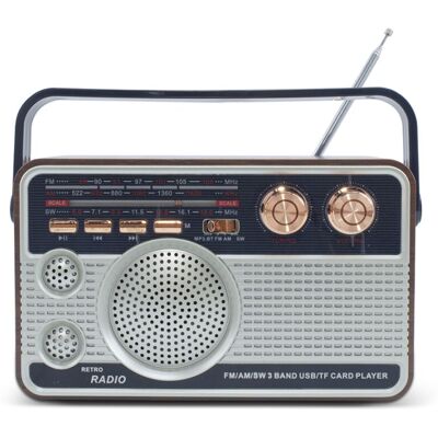 TRADE SHOP TRAESIO Trade Shop - Fm Radio Retro Altavoz Inalámbrico Mp3 Portátil Bluetooth Usb Aux Tf Q-fm01 - TRADE SHOP TRAESIO Trade Shop - Fm Radio Retro Altavoz Inalámbrico Mp3 Portátil Bluetooth Usb Aux Tf Q-fm01 -