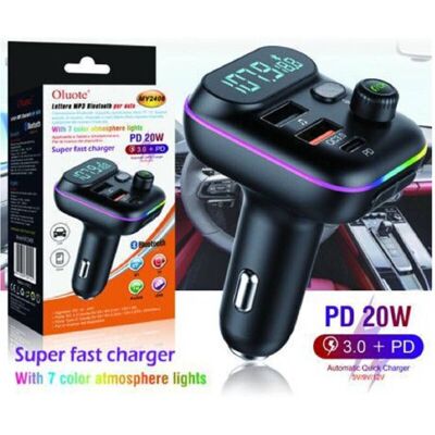 TRADE SHOP TRAESIO Trade Shop - Trasmettitore Fm Bluetooth Auto 2 Porte Usb Led Tf Pd 20w Lettore Mp3 Rgb My2408 - TRADE SHOP TRAESIO Trade Shop - Trasmettitore Fm Bluetooth Auto 2 Porte Usb Led Tf Pd 20w Lettore Mp3 Rgb My2408 -
