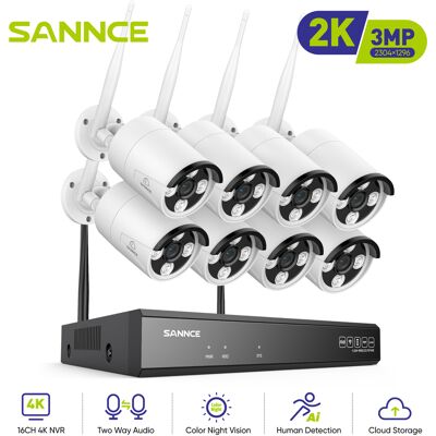 Sannce Sistema De Videovigilancia Inalámbrico De 8 Mp Con 8 Cámaras Wi-fi De 3 Mp, Audio Bidireccional, Compatible Con Alexa, Detección De Personas, Ip66, Sin Disco Duro. Sannce Sistema De Videovigilancia Inalámbrico De 8 Mp Con 8 Cámaras Wi-fi De 3 Mp, Audio Bidireccional, Compatible Con Alexa, Detección De Personas, Ip66, Sin Disco Duro.