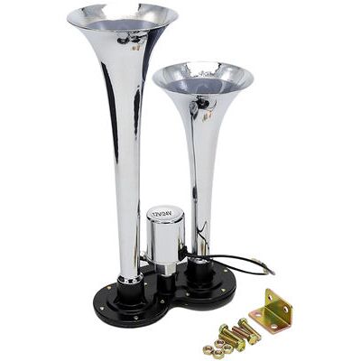 Zvd - Bocina De Aire Cromada De Doble Trompeta De 150 Db - Kit Universal De Altavoces Para Tren Y Camión De 12 V/24 V Zvd - Bocina De Aire Cromada De Doble Trompeta De 150 Db - Kit Universal De Altavoces Para Tren Y Camión De 12 V/24 V