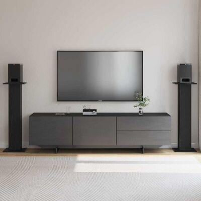Vidaxl Soportes Para Altavoces 2 Uds. Roble Negro 30 X 30 X 95 Cm Vidaxl Soportes Para Altavoces 2 Uds. Roble Negro 30 X 30 X 95 Cm