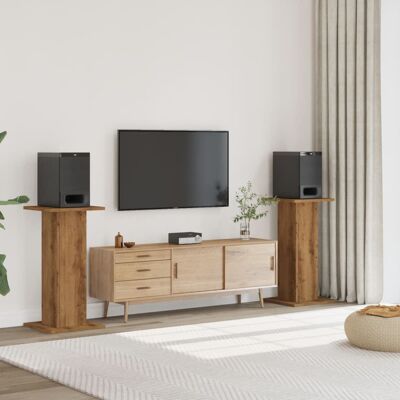 Vidaxl Soportes Altavoces 2 Uds Madera Roble Artesano 30x30x80 Cm Vidaxl Soportes Altavoces 2 Uds Madera Roble Artesano 30x30x80 Cm