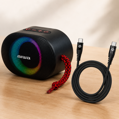 NORTHIX Set De Audio Portátil (2 Piezas): Altavoz Bluetooth Rgb De 10 W Y Cable En Y Con Usb-c De 100 W NORTHIX Set De Audio Portátil (2 Piezas): Altavoz Bluetooth Rgb De 10 W Y Cable En Y Con Usb-c De 100 W