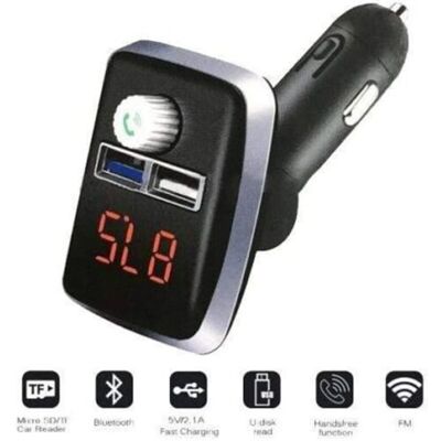 TRADE SHOP TRAESIO Trade Shop - Trasmettitore Fm Auto Bluetooth Q-b67 Vivavoce Lettore Mp3 Caricatore Usb Doppio - TRADE SHOP TRAESIO Trade Shop - Trasmettitore Fm Auto Bluetooth Q-b67 Vivavoce Lettore Mp3 Caricatore Usb Doppio -