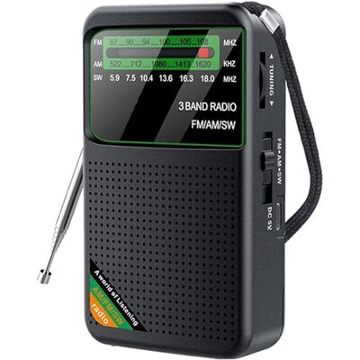 OEM Radio De Bolsillo Tribanda Negra, Radio Portátil Am/fm/onda Corta, Con Transistores Y Un Altavoz Grande, Funciona Con Pilas OEM Radio De Bolsillo Tribanda Negra, Radio Portátil Am/fm/onda Corta, Con Transistores Y Un Altavoz Grande, Funciona Con Pilas