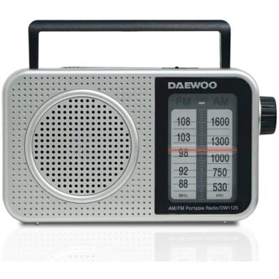 Radio Portátil Daewoo Dw1125/ A Pilas/ Gris Metalizado Radio Portátil Daewoo Dw1125/ A Pilas/ Gris Metalizado