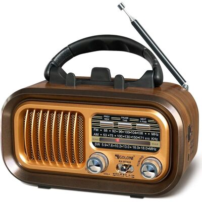 OEM Radio Solar, Retro Bluetooth, Fm Am Sw, Reproductor Tf Usb, Portátil Para Uso Doméstico Y Exterior, Marrón OEM Radio Solar, Retro Bluetooth, Fm Am Sw, Reproductor Tf Usb, Portátil Para Uso Doméstico Y Exterior, Marrón