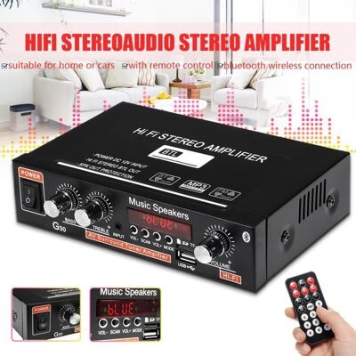 OEM Amplificateur Hifi Bluetooth Stéréo Audio Radio Fm 2 Canaux Voiture Maison Télécommande Prise Eu Dc 12v Ac 220v OEM Amplificateur Hifi Bluetooth Stéréo Audio Radio Fm 2 Canaux Voiture Maison Télécommande Prise Eu Dc 12v Ac 220v