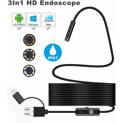 OEM Endoscopio De Inspección 3 En 1 Con Usb Tipo C Y Android, Cámara De 7 Mm, 6 Led, Hd, Resistente Al Agua OEM Endoscopio De Inspección 3 En 1 Con Usb Tipo C Y Android, Cámara De 7 Mm, 6 Led, Hd, Resistente Al Agua