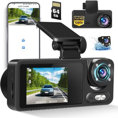 OEM Cámara De Salpicadero 1080p Para Coche, Frontal, Trasera E Interior, Wifi Con Control Por Aplicación, Gran Angular De 3 Canales Con Tarjeta Sd De 64 Gb, Cámaras Delantera Y Trasera Con Visión Nocturna OEM Cámara De Salpicadero 1080p Para Coche, Frontal, Trasera E Interior, Wifi Con Control Por Aplicación, Gran Angular De 3 Canales Con Tarjeta Sd De 64 Gb, Cámaras Delantera Y Trasera Con Visión Nocturna