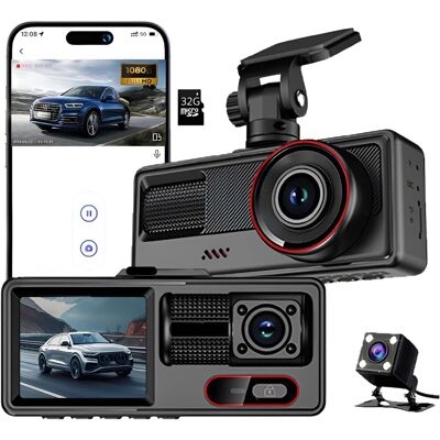 OEM 3 Cámaras Delanteras Y Traseras, Cámara De Salpicadero Wifi Con Tarjeta Sd De 32 Gb, Cámara Gran Angular De 140°, Visión Nocturna, Wdr, Sensor G, Modo De Estacionamiento De 24 Horas, Grabación En Bucl OEM 3 Cámaras Delanteras Y Traseras, Cámara De Salpicadero Wifi Con Tarjeta Sd De 32 Gb, Cámara Gran Angular De 140°, Visión Nocturna, Wdr, Sensor G, Modo De Estacionamiento De 24 Horas, Grabación En Bucl