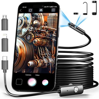 OEM Cámara De Inspección Endoscópica De Doble Lente Con 8 Luces Led Ajustables - Cámara Endoscópica 1980p Con Cable Semirrígido De 10 Metros - Resistente Al Agua Ip68 Para Iphone, Ipad, Android OEM Cámara De Inspección Endoscópica De Doble Lente Con 8 Luces Led Ajustables - Cámara Endoscópica 1980p Con Cable Semirrígido De 10 Metros - Resistente Al Agua Ip68 Para Iphone, Ipad, Android