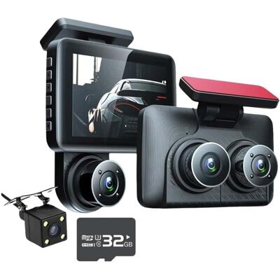 OEM Cámara De Salpicadero De 3 Canales Fhd 1080p, 3 Lentes, Grabadora De Vídeo Tridireccional, 32 Gb OEM Cámara De Salpicadero De 3 Canales Fhd 1080p, 3 Lentes, Grabadora De Vídeo Tridireccional, 32 Gb