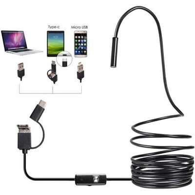 OEM Cámara De Inspección Endoscópica 3 En 1 - 7 Mm - Para Android Con Interfaz Usb Tipo C - Cámara Para Tuberías De Desagüe - 6 Luces Led Ajustables - Cámara Hd Negra - Endoscopio Resistente Al Agua Ip67 OEM Cámara De Inspección Endoscópica 3 En 1 - 7 Mm - Para Android Con Interfaz Usb Tipo C - Cámara Para Tuberías De Desagüe - 6 Luces Led Ajustables - Cámara Hd Negra - Endoscopio Resistente Al Agua Ip67