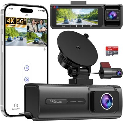 OEM Cámara De Salpicadero Delantera Y Trasera 4k+1080p+1080p, Wifi De 5 Ghz, 3 Canales, Con Tarjeta Sd De 64 Gb, Sensor G, Visión Nocturna, Grabación En Bucle Y Monitor De Aparcamiento. OEM Cámara De Salpicadero Delantera Y Trasera 4k+1080p+1080p, Wifi De 5 Ghz, 3 Canales, Con Tarjeta Sd De 64 Gb, Sensor G, Visión Nocturna, Grabación En Bucle Y Monitor De Aparcamiento.