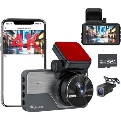 OEM Cámara De Salpicadero 4k + 2k Full Hd, Frontal Y Trasera, Gran Angular, Visión Nocturna, Modo De Estacionamiento 24/7, Wi-fi Integrado, Pantalla De 3 Pulgadas, 32 Gb OEM Cámara De Salpicadero 4k + 2k Full Hd, Frontal Y Trasera, Gran Angular, Visión Nocturna, Modo De Estacionamiento 24/7, Wi-fi Integrado, Pantalla De 3 Pulgadas, 32 Gb