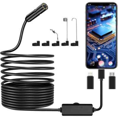 LARGEIGHT Cámara Endoscópica De Inspección De Tuberías Hd 1920p, Ip67, Con 8 Luces Led Y Cable Semirrígido De 5 M Para Iphone, Ios, Ipad Y Android. LARGEIGHT Cámara Endoscópica De Inspección De Tuberías Hd 1920p, Ip67, Con 8 Luces Led Y Cable Semirrígido De 5 M Para Iphone, Ios, Ipad Y Android.