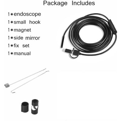 SANS MARQUE Cámara Endoscópica Usb (720p), Resistente Al Agua Ip67, Sonda De 8 Mm, Cámara De Inspección, Cable Semirrígido De 10 M Con 6 Led, Compatible Con Teléfonos Inteligentes Android Y Pc Con Soporte Otg A T SANS MARQUE Cámara Endoscópica Usb (720p), Resistente Al Agua Ip67, Sonda De 8 Mm, Cámara De Inspección, Cable Semirrígido De 10 M Con 6 Led, Compatible Con Teléfonos Inteligentes Android Y Pc Con Soporte Otg A T