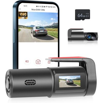 OEM Cámara De Salpicadero Wifi Hd 1080p, Mini Cámara Frontal Para Coche Con Visión Nocturna, Grabación En Bucle, Sensor G, Modo De Aparcamiento + Tarjeta De 64 Gb OEM Cámara De Salpicadero Wifi Hd 1080p, Mini Cámara Frontal Para Coche Con Visión Nocturna, Grabación En Bucle, Sensor G, Modo De Aparcamiento + Tarjeta De 64 Gb