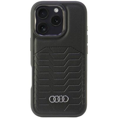 Funda Audi para iPhone 16 Pro - Cuero sintético, MagSafe, Negro Funda Audi para iPhone 16 Pro - Cuero sintético, MagSafe, Negro